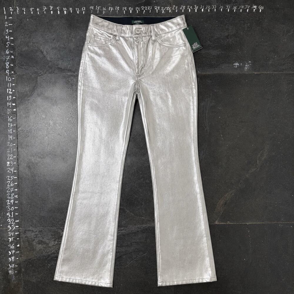 Wild Fable Metallic Silver Flare Pants Size 4 - Picture 2 of 5